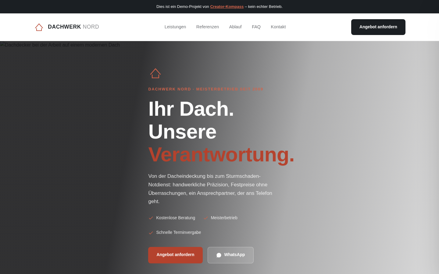 Website-Vorschau: Dachwerk Nord – Beispiel-Website für einen Dachdeckerbetrieb