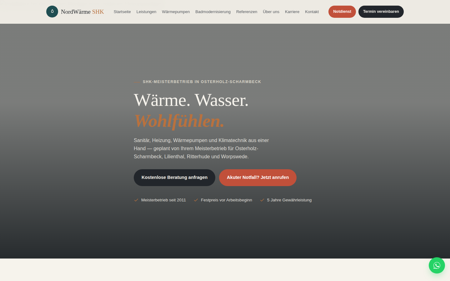 Website-Vorschau: NordWärme SHK – Beispiel-Website für einen SHK-Betrieb