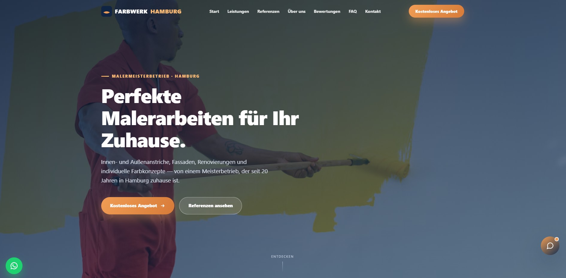 Website-Vorschau: Farbwerk Hamburg – Beispiel-Website für einen Malerbetrieb
