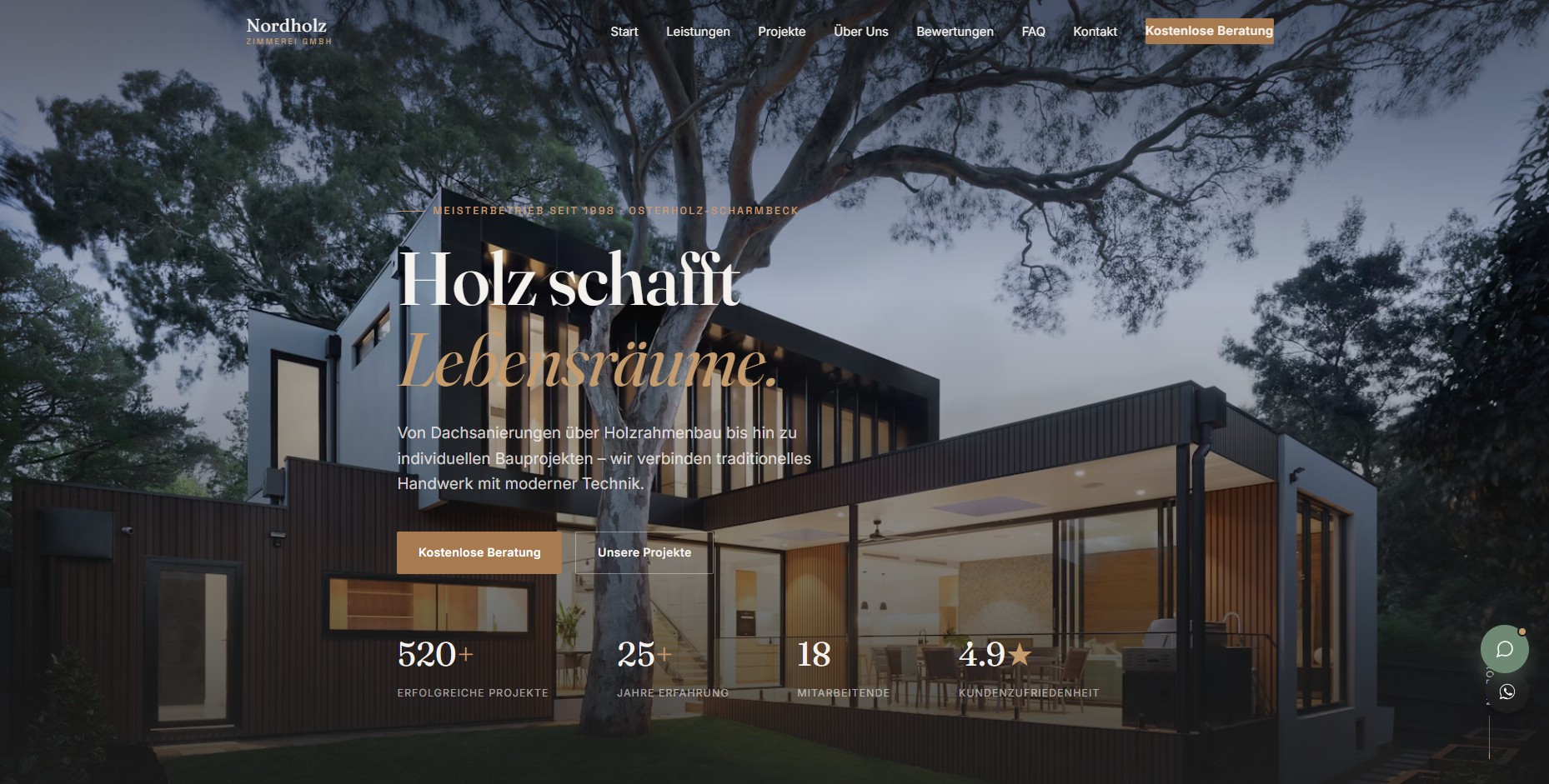 Website-Vorschau: Nordholz Zimmerei – Beispiel-Website für eine Zimmerei